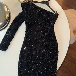 Elegant Black Sequin Dress